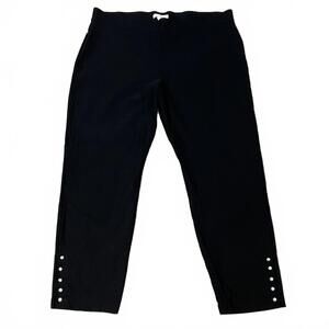Retroloqy Black Stretch Pull on Chic Pants Embellished Pearl Career Size 18